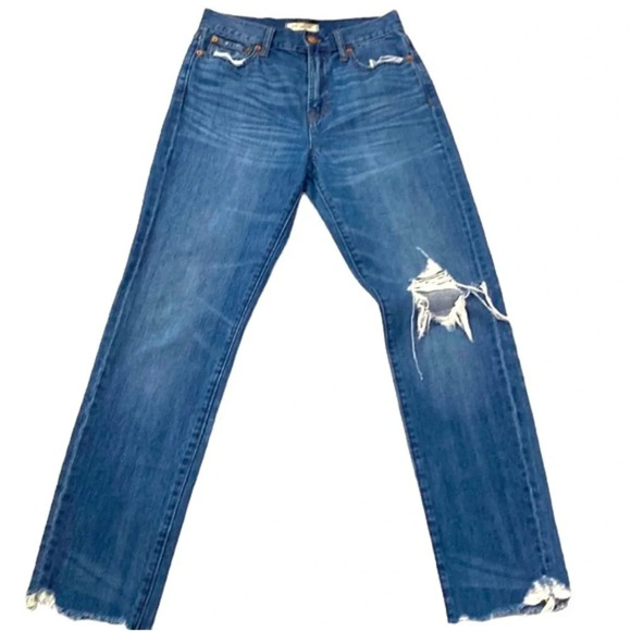 Madewell The Perfect Summer Straight Leg Distressed High Rise Jeans Size 26 - Picture 2 of 12